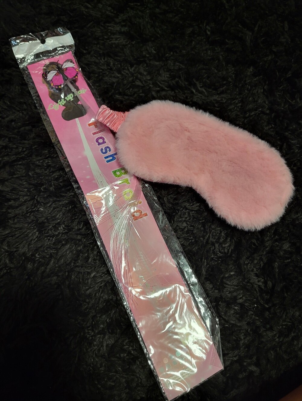 Kids Pink Plush Sleep Mask & Hair Light Clip - Picture 1 of 3